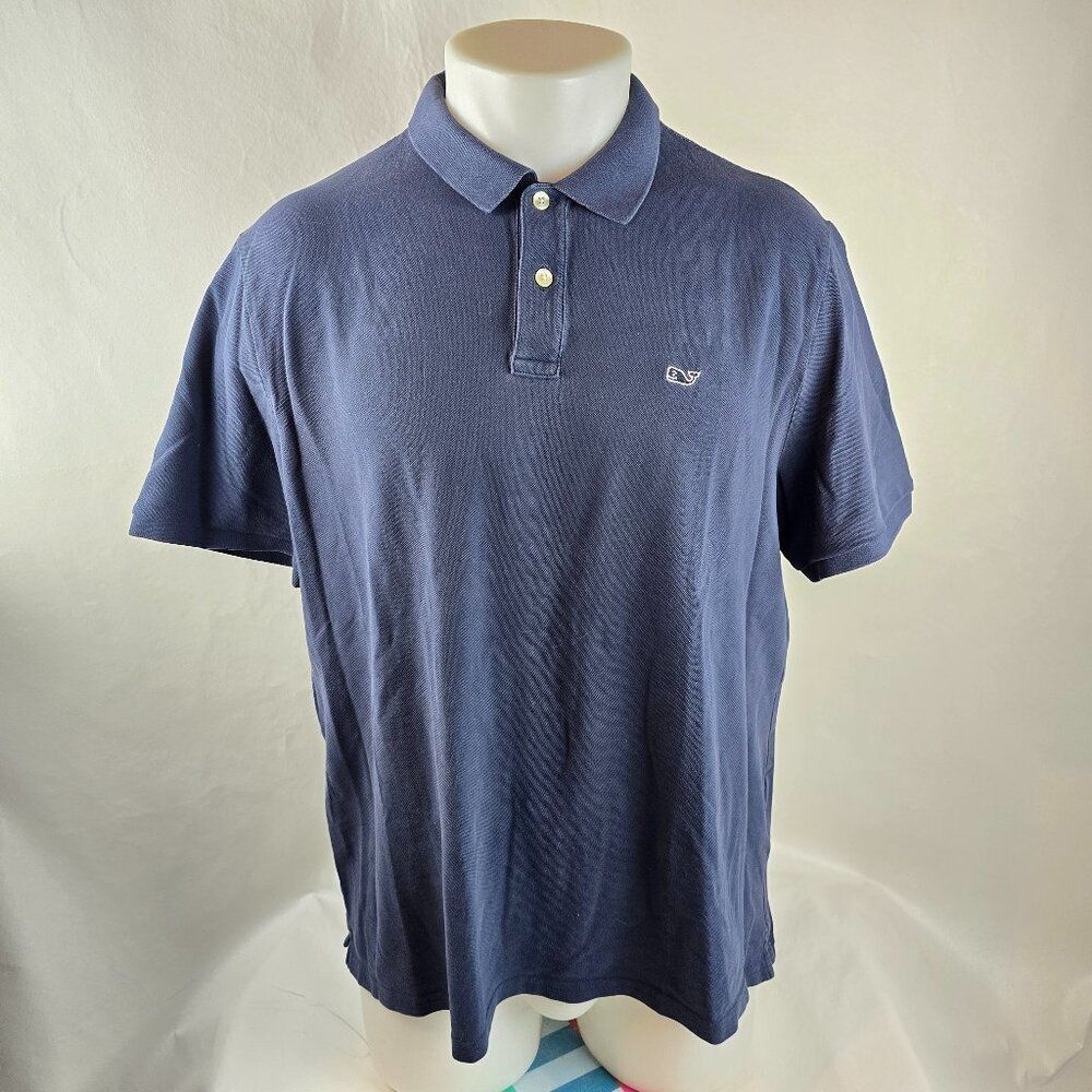 Vineyard Vines Shirt Men Large Blue Polo Whale Stretch Casual Preppy Classiccore